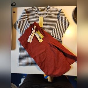 NUI Striped Long Sleeve Shirt and Red Shorts Set